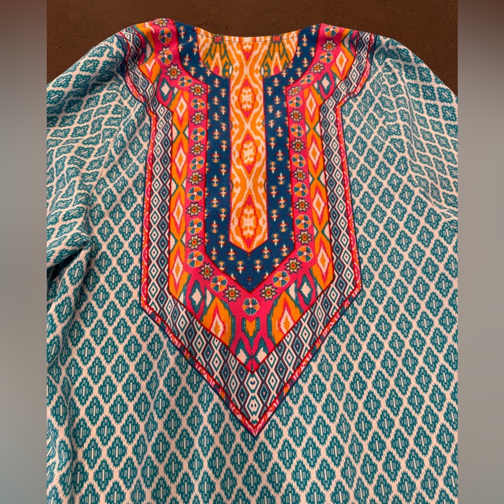NLW Women's Boho Tunic Dress with Geometric and Floral Patterns Sz: S - Picture 8 of 11